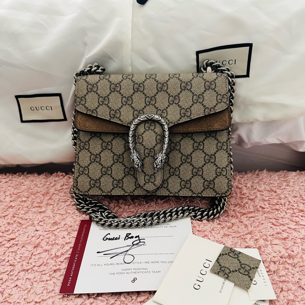 Beige/ebony GG Supreme canvas , with taupe suede trim